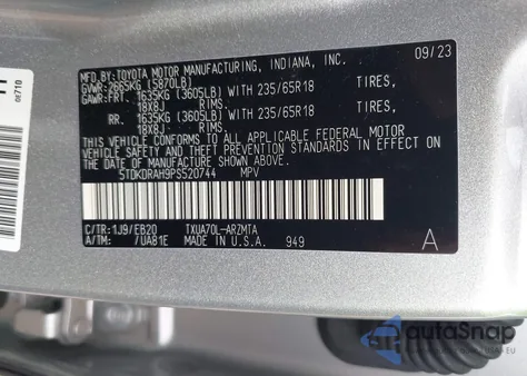 2023 Toyota Highlander Xle from USA, damaged, VIN 5TDKDRAH9PS520744